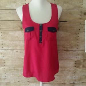 Womens M JRS Double Breasted Pockets Tank